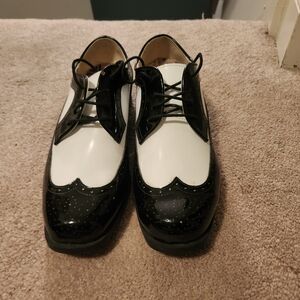 Classic Black and Patent Leather White Men's Dress Shoes
